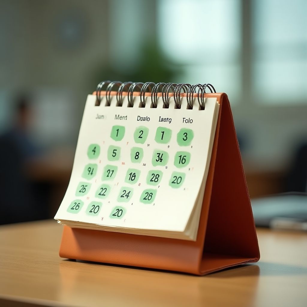 Un calendario con días marcados cumpliendo el presupuesto.